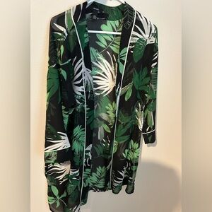 Alfani- Tropical Green Leaf Print Cardigan